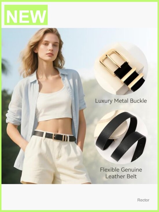 3 Pack Faux Leather Belts with Gold Buckle for Jeans main image 3